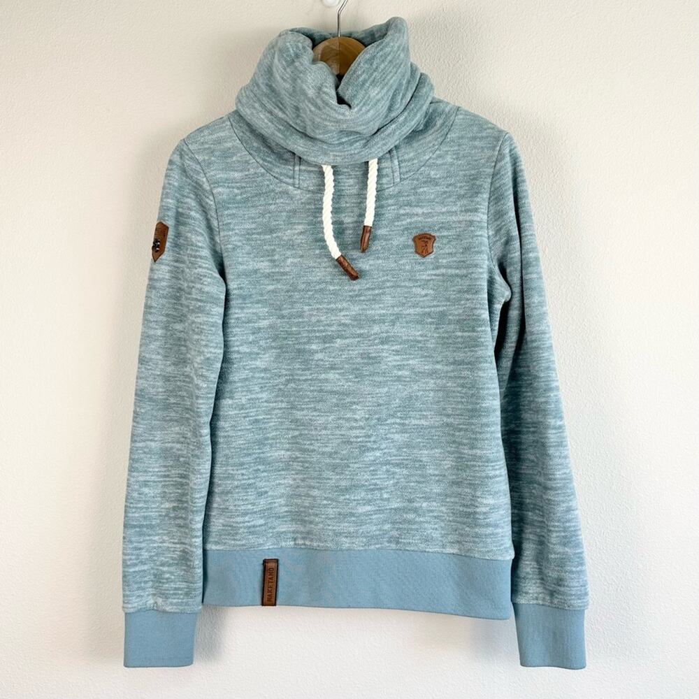 NAKETANO | Women’s Cowl Funnel Neck Fleece Sweatshirt | Small